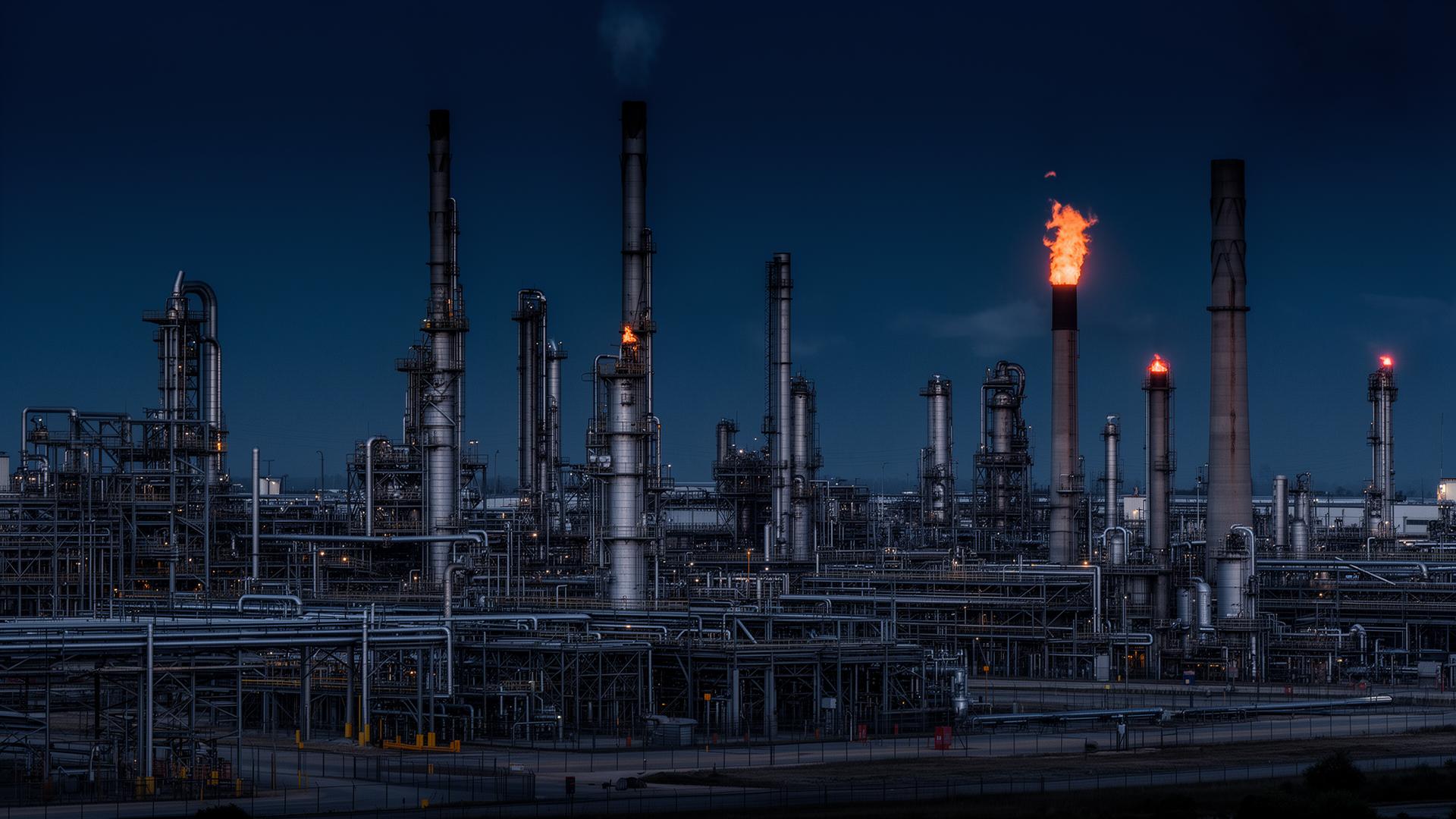 Texas refinery at dusk